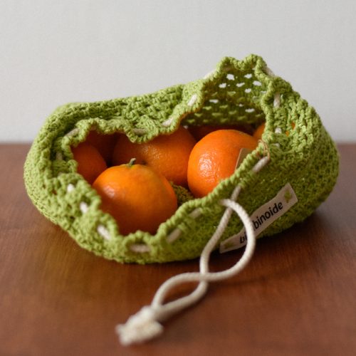 Crochet grocery bag brown