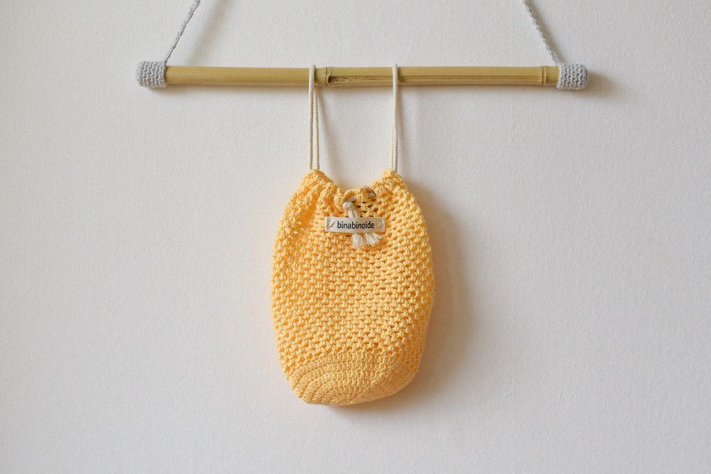 Crochet grocery bag yellow