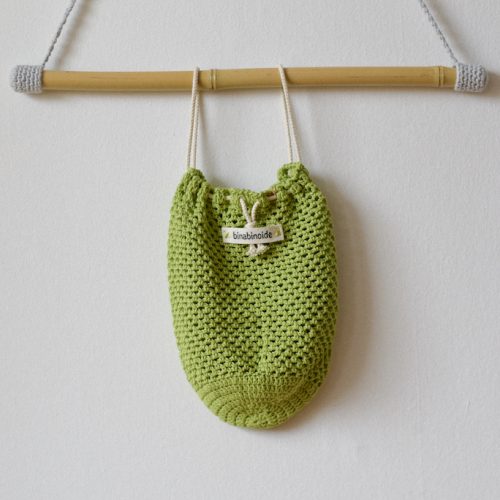 Crochet grocery bag green apple