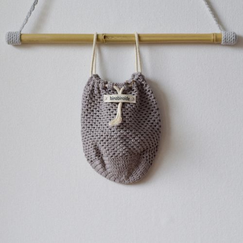 Crochet grocery bag gray