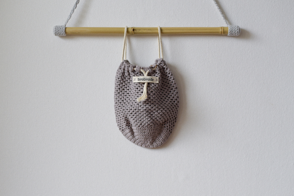 Crochet grocery bag gray