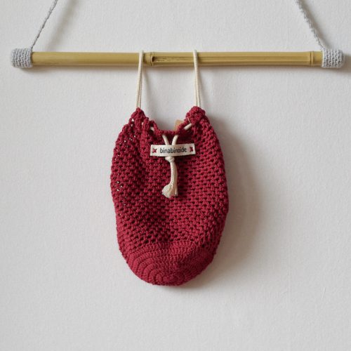 Crochet grocery bag red