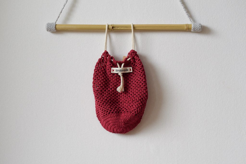 Crochet grocery bag red