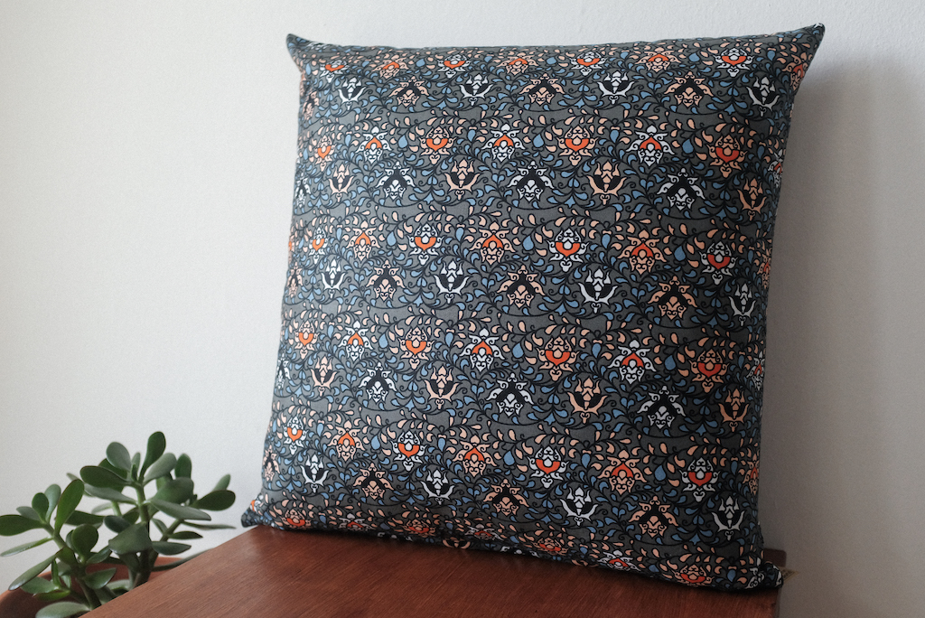 From Príncipe to the World – African pillow cover orange grey light blue