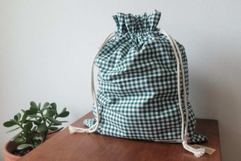 Bread bag cotton vichy green