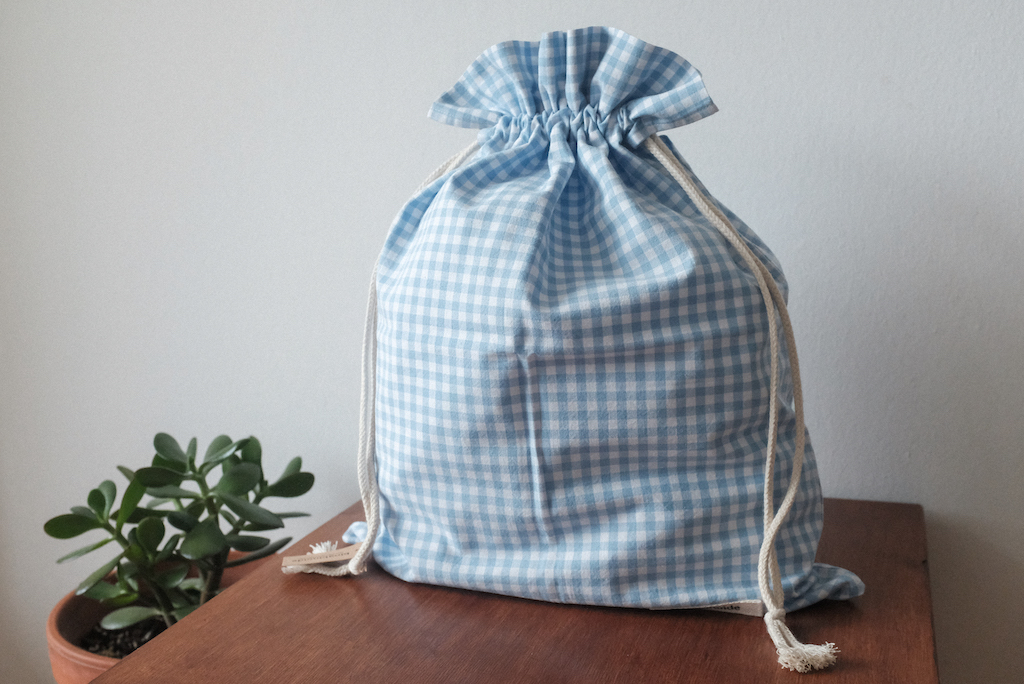 Bread bag cotton vichy light blue