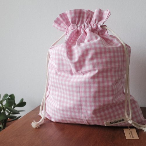 Bread bag cotton vichy light pink