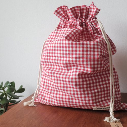 Bread bag cotton vichy red