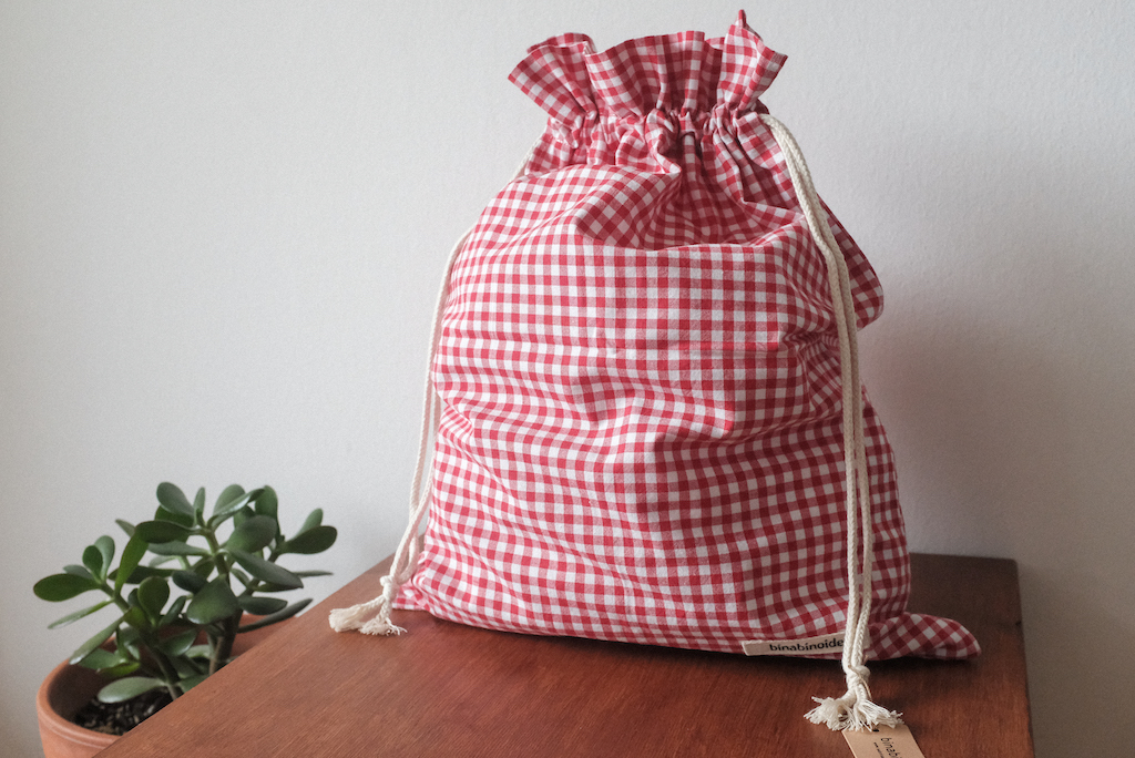 Bread bag cotton vichy red