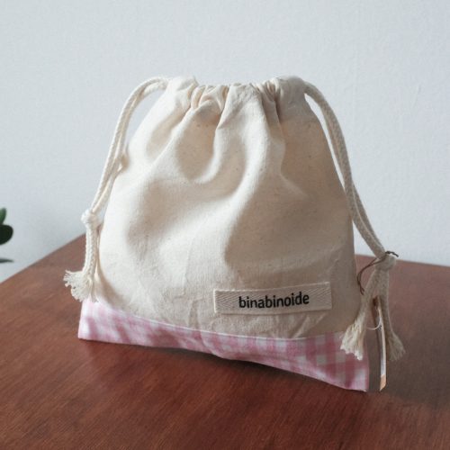 Cotton raw bag vichy pink big