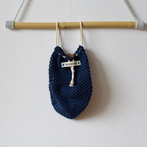 Crochet grocery bag navy blue