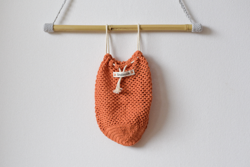 Crochet grocery bag orange