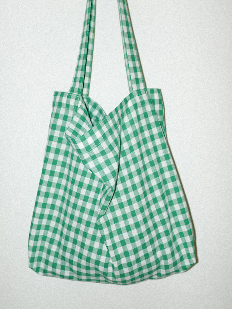 Tote bag cotton vichy green