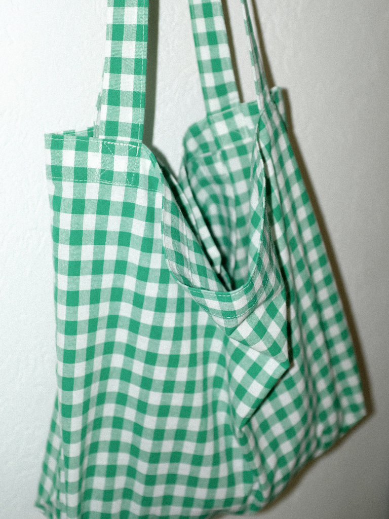 Tote bag cotton vichy green