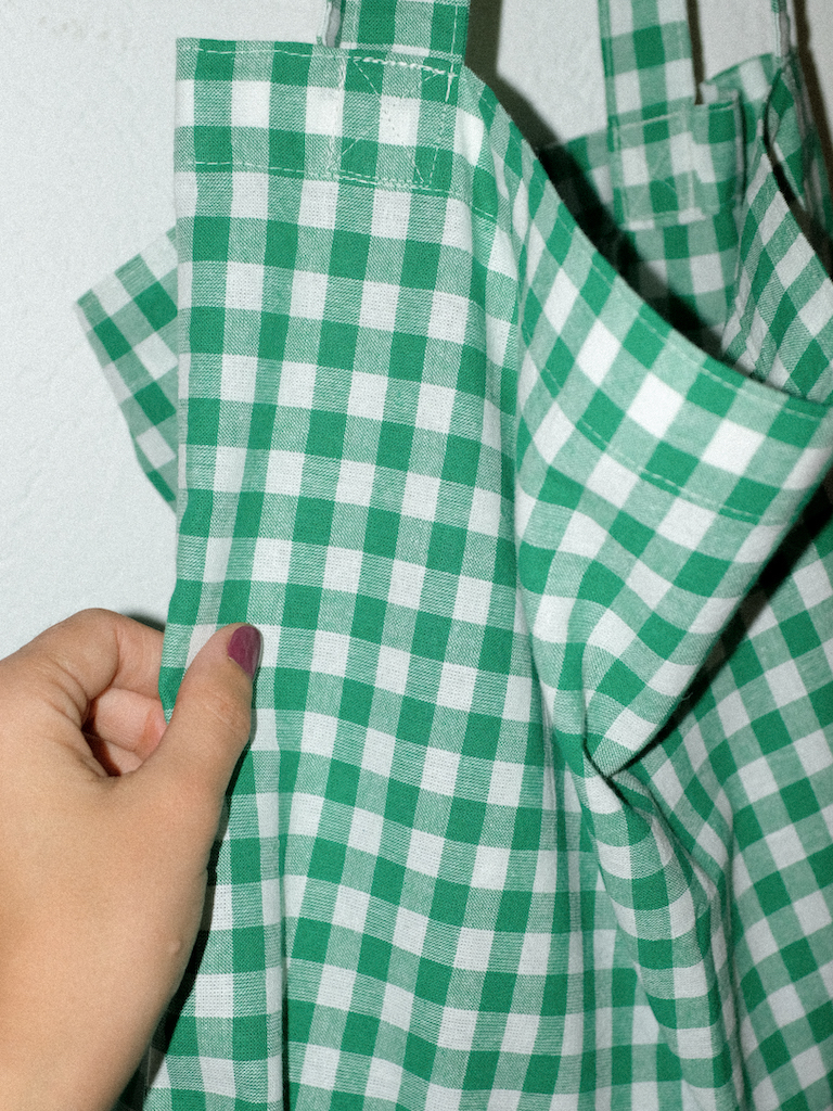 Tote bag cotton vichy green
