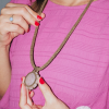 Hematite crystal necklace brown cord